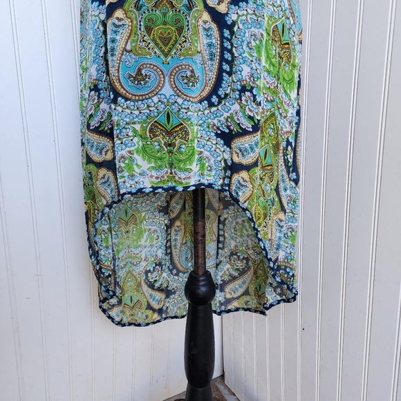 Patrons of Peace Sleeveless Shift Dress Handkerchief Boho Hi- Low Racerback L - Picture 4 of 13